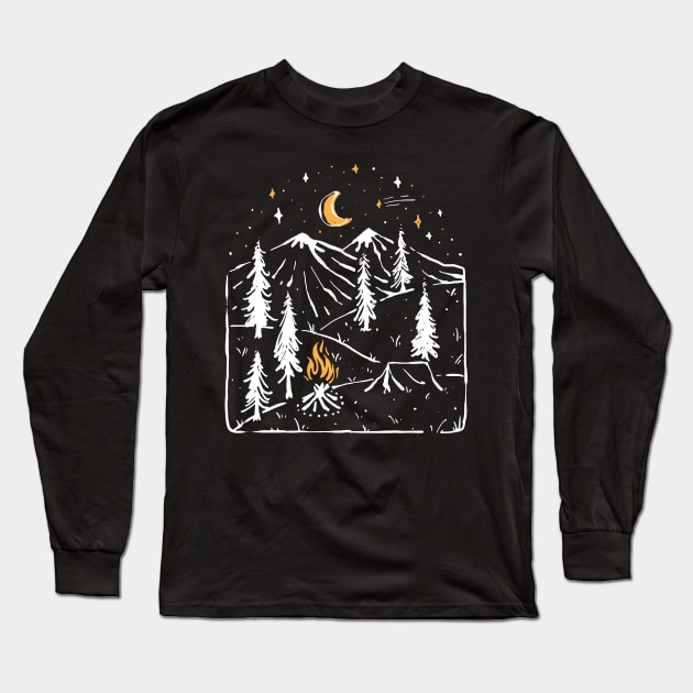 Camp Night Long Sleeve T-Shirt by quilimo